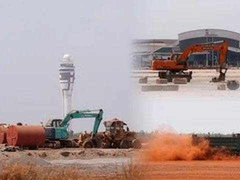 Cận cảnh sân bay Long Thành ngổn ngang, công nhân thưa thớt